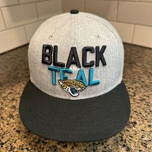 Jacksonville Jaguars Black & Teal Football New Era 59Fifty Cap Hat 7 3/8 Gray‎